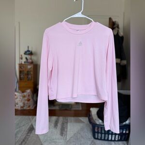 Adidas Y2K style pink rhinestone cropped long sleeve shirt / medium